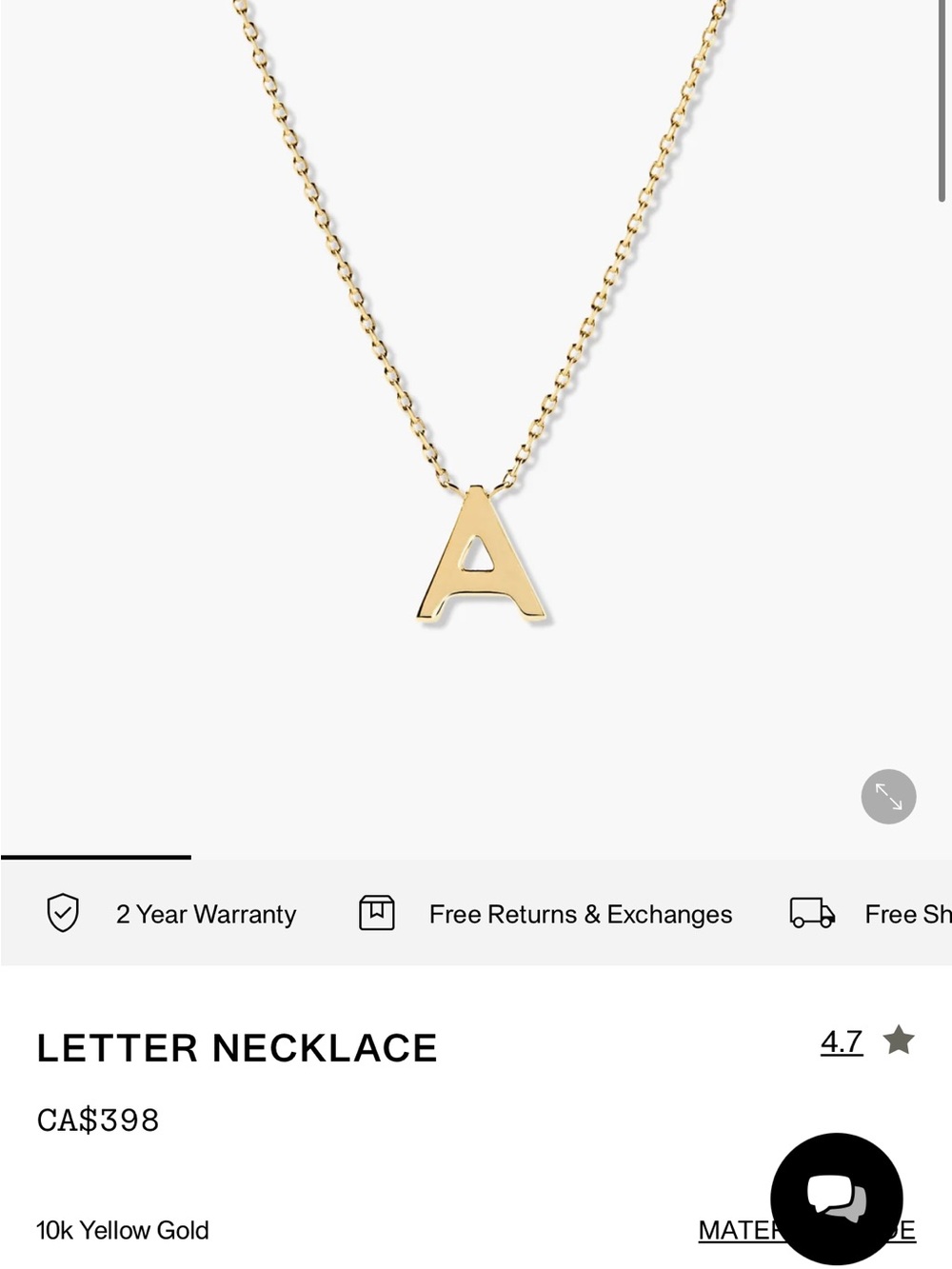 Mejuri Yellow Gold Letter A Necklace